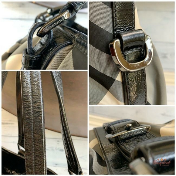 Burberry Black & White Nylon Leather Tote - Picture 3 of 5